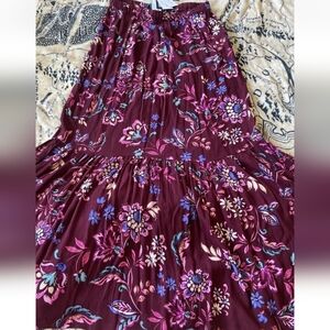 NWT Steve Madden Size Medium Jada Tier Hem Maxi Skirt Floral Burgundy Stitch Fix